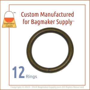 May include: A pack of 12 brass rings, each ring is approximately 1 inch in diameter. The rings are custom manufactured for Bagmaker Supply.