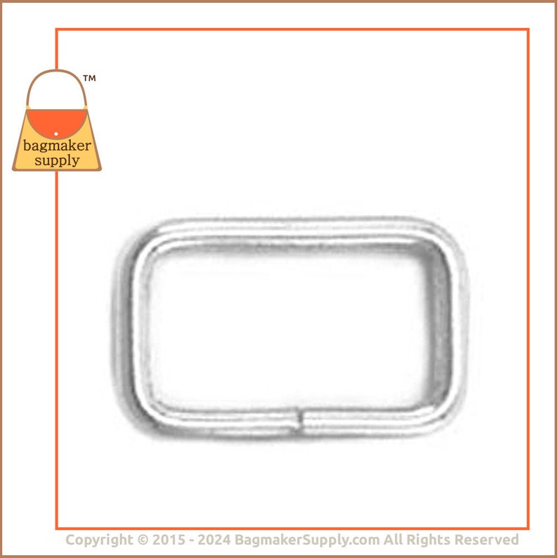 5/8 Inch Rectangular Ring, Nickel Finish, 36 Pack, for 1/2 5/8 Straps, Wire 16 mm Rectangle Loop, Handbag Purse Hardware, RNG-AA054 image 4