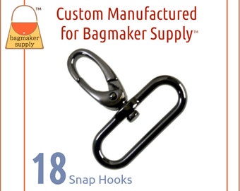 1-1/2 Inch Oval Spring Gate Swivel Snap Hook, Deluxe Black Nickel / Gunmetal Finish, 18 Pack, 38 mm Purse Clip, Handbag Hardware, SNP-AA183