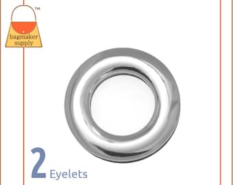 7/8 Inch Round Screw Back Eyelets, Nickel Finish, 2 Pieces, Handbag Purse Bag Making Supplies Hardware, 7/8&quot;, EGR-AA010