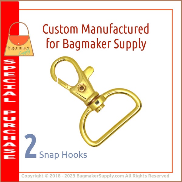 1 Inch Lightweight Trigger Style Swivel Snap Hook, Gold Finish, 2 Pack, 25 mm Purse Clip, Handbag Purse Bag Making Hardware, SNP-AA191