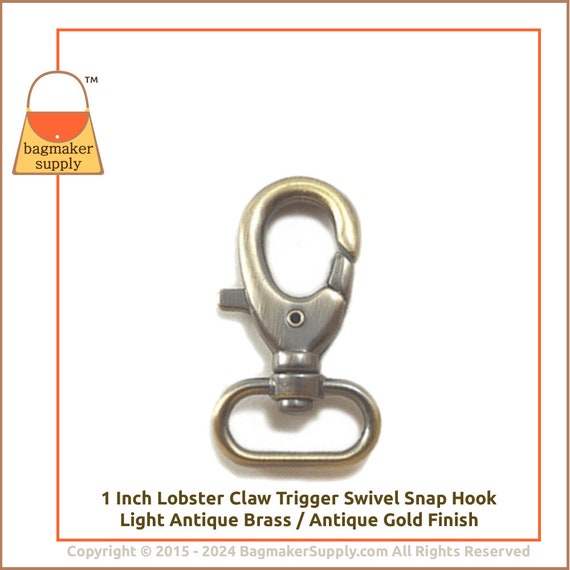 1 Inch Swivel Snap Hook, Light Antique Brass / Antique Gold Finish