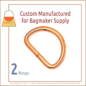1 Inch D Ring, Deluxe Rose Gold Finish, 4 mm Gauge, 2 Pieces, Copper Finish, Purse Handbag Bag Making Hardware Supplies, 25 mm, RNG-AA360