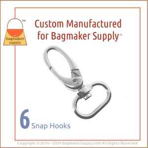 3/4 Inch Oval Gate Swivel Snap Hook, Shiny Nickel Finish, 6 Pieces, 19 mm Purse Clip, Handbag Making Hardware Supplies, SNP-AA145