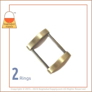 1 Inch Rectangle Ring, Light Antique Brass Finish, 2 Pack, 25 mm Arched Edge Rectangle Ring, Antique Gold Finish, Purse Hardware, RNG-AA065