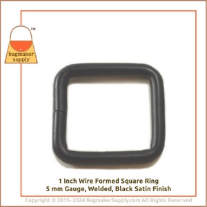 1 Inch Square Ring, Black Satin Finish, Welded, 12 Pieces, Purse Bag Making Handbag Hardware Supplies, 1 25 mm Rectangle Ring, RNG-AA083 image 8