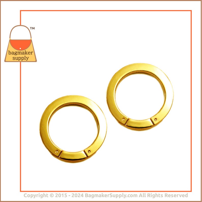 1-3/8 Inch Screw Gate Ring, Super Shiny Gold Finish, 2 Pieces, Large 35 mm O Ring, Handbag Purse Bag Making Hardware Supplies, RNG-AA131 image 5
