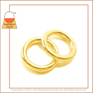 1 Inch Cast O Ring, Gold Finish, Italian Made, 6 Pieces, Beautiful Quality 25 mm O Ring, Handbag Purse Making Hardware Supplies, RNG-AA073 image 2