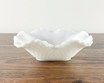 Milk Glass Scalloped Edge Dish