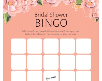 Bridal Shower Bingo! (Blank Sheet)