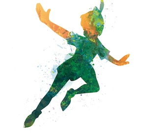 Peter Pan Watercolor Printable 8x10_ Digital Download JPG and PDF