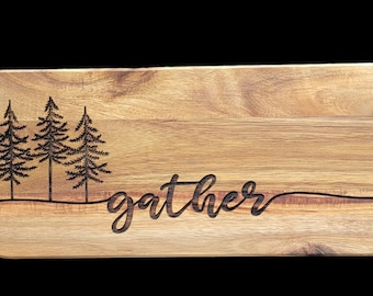 gather Laser Engraved Acacia Wood Cutting Board