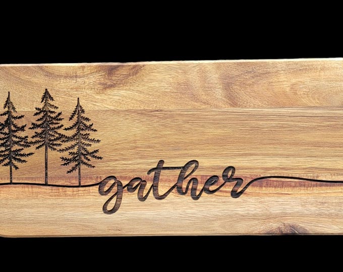 gather Laser Engraved Acacia Wood Cutting Board