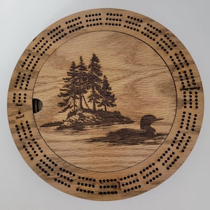 Planche de cribbage en bois gravée au laser à 3 pistes avec cartes et chevilles