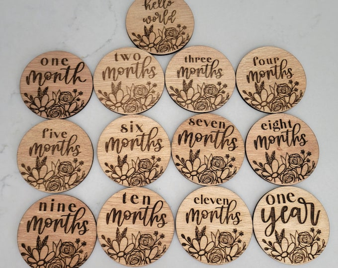 Laser Engraved Baby Monthly Milestones Updates