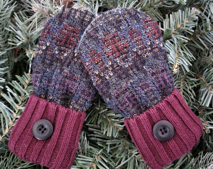 Children's Recycled Sweater Mittens, Recycled Sweater Mittens, Fleece Lined Children's Mittens, Minnesota Mittens