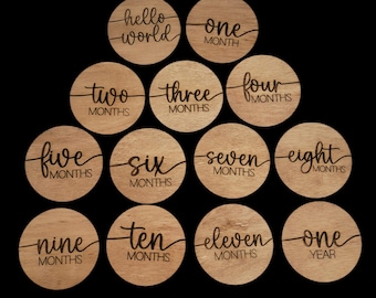Laser Engraved Baby Milestones from Birth through Each Month of the First Year