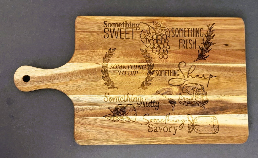 Laser Engraved Charcuterie Acacia Wood Board Serving Board Etsy