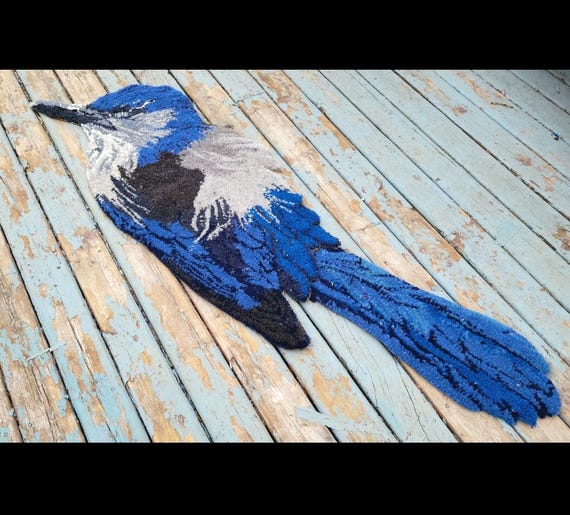 Wool Bird Rug - Scrub Jay
