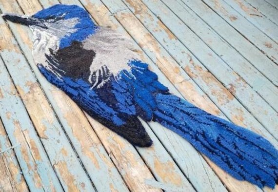 Wool Bird Rug - Scrub Jay