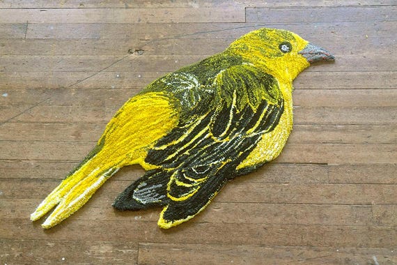 Wool Bird Rug - Yellow Warbler