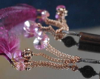 Dark pink and copper hairsticks