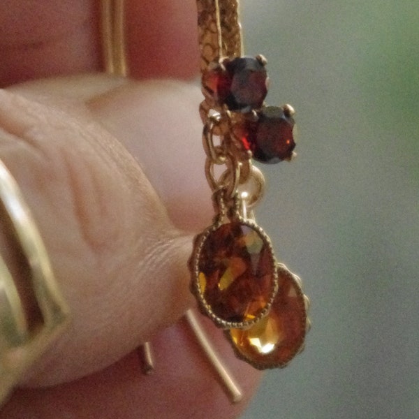 Natural Citrines and Rhodolite Garnets in 14kt Gold-fill earrings