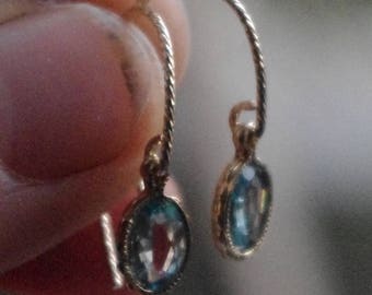 Natural Blue Zircon gemstone earrings on 14kt gold fill