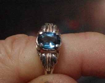 Gorgeous Natural Blue Zircon in Sterling Silver Filigree Ring