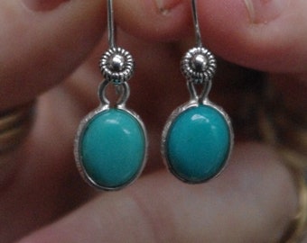 Natural Arizona Turquoise on Sterling Silver sunburst earwires