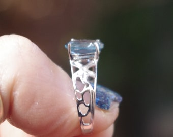 Blautopas 10kt Weißgold RIng