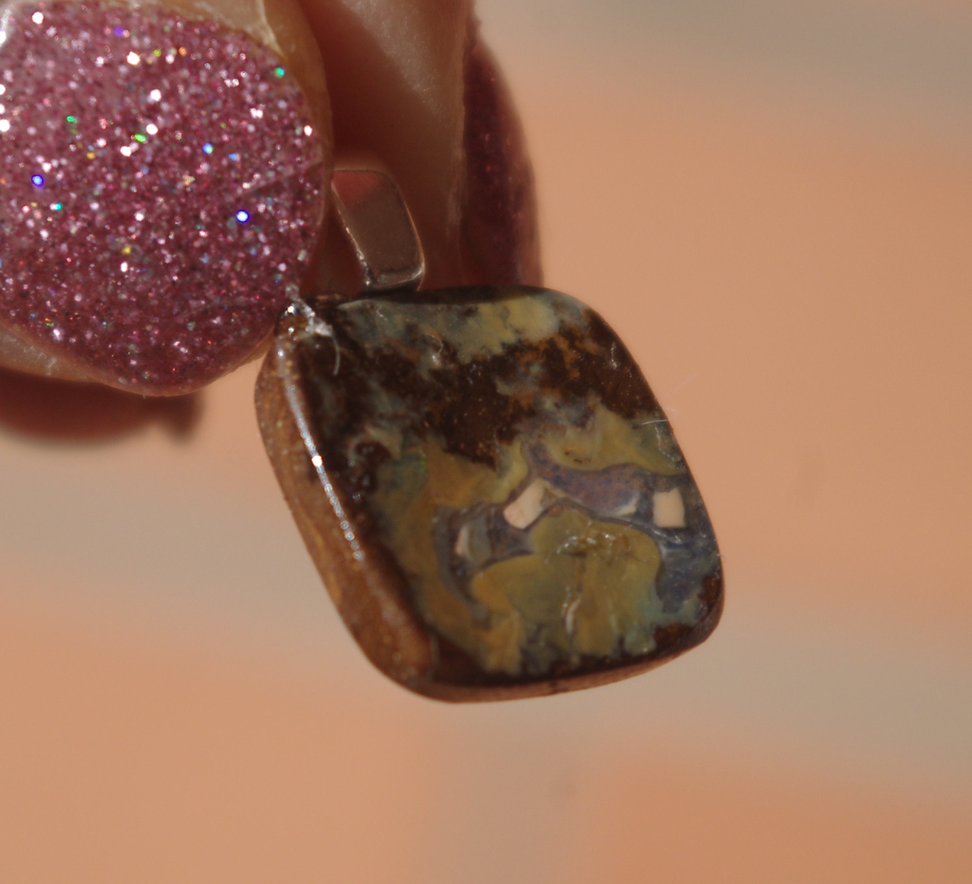 Australian Boulder opal pendant on Sterlng Silver bail