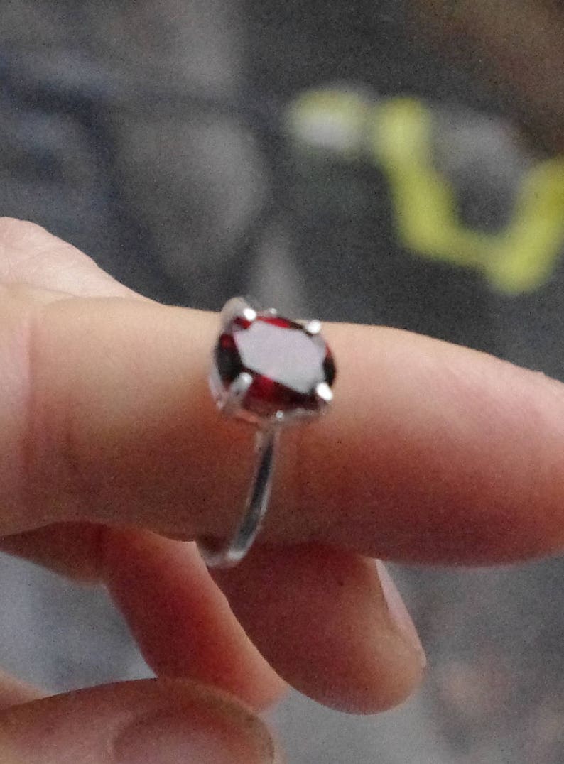 Natural Rhodolite Garnet in Sterling Silver Ring image 1