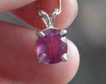 Lovely Natural Ruby in Sterling Silver Pendant