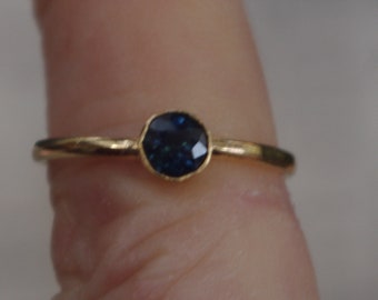Natural Blue Sapphire 14kt Gold over Sterling Silver Ring