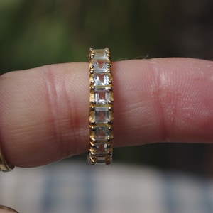 Multi Natürliche Aquamarine in 14kt Gelbgold an Sterling Silber Ring