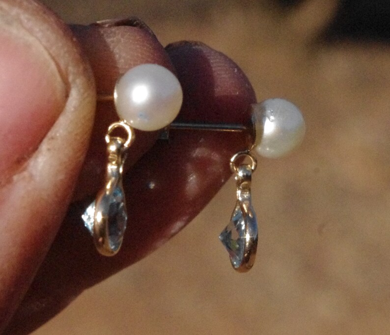 Natural Freshwater Pearl and Faceted Garnets in Sterling Silver findings and studs