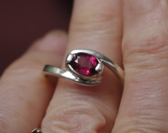 Natural Rhodolite Garnet in Sterling Silver Ring