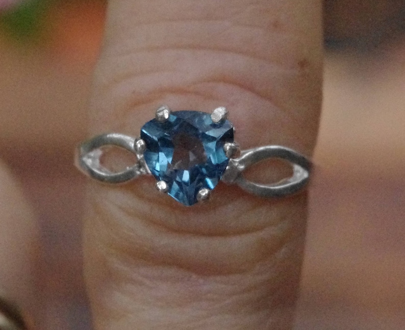 Natural London Blue Topaz Trillion in Sterling Silver Ring