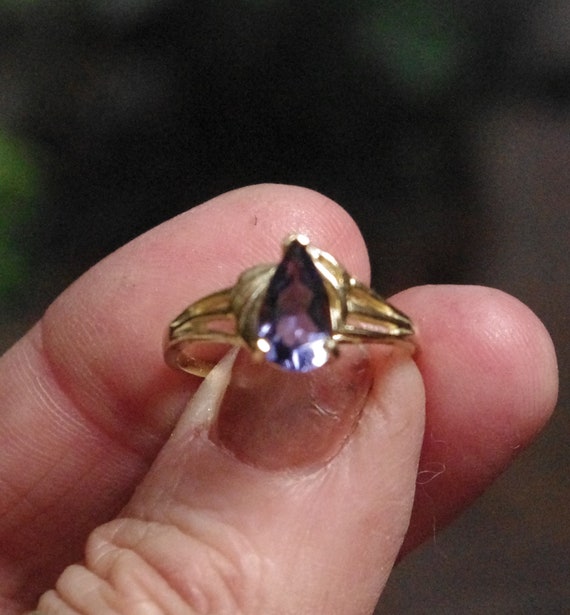 Natural Purple Tanzanite in Solid 10kt Gold Ring