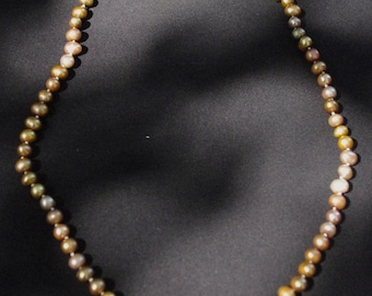 Gold freshwater pearl hand knotted necklace