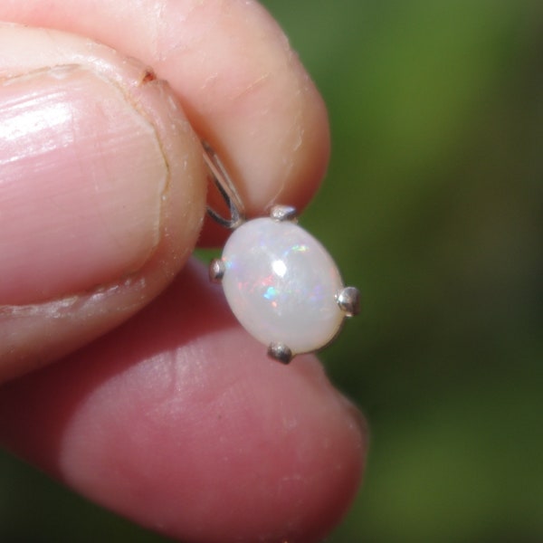 Solid Australian Crystal Opal on Sterling Silver cabochon setting