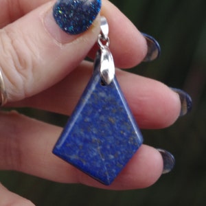 Large Solid Lapis Lazuli Kite on Sterling Silver Bail
