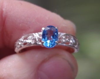 Natural Swiss Blue Topaz Sterling Silver Ring