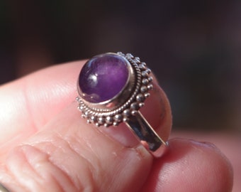 Amethyst Cabochon and Sterling Silver RIng