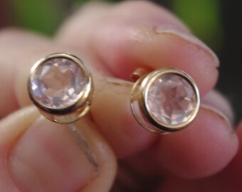 Natural Peach Morganite in 14kt gold fill earstuds