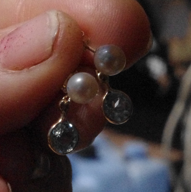 Natural Freshwater Pearl and Faceted Garnets in Sterling Silver findings and studs