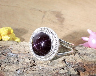 Star Garnet in Sterling Silver Statement Ring
