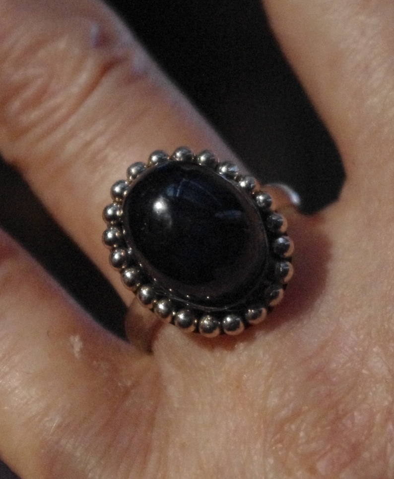 Superb Natural Midnight Blue Sapphire Cab Sterling Silver Ring