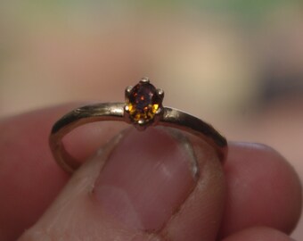Natural Dark Gold Diamond Solitaire in 10kt Solid Yellow Gold Ring